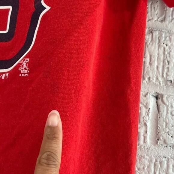 Majestic Anaheim Angels Boy's L Torri Hunter #48 Red Baseball Shirt - Picture 5 of 6